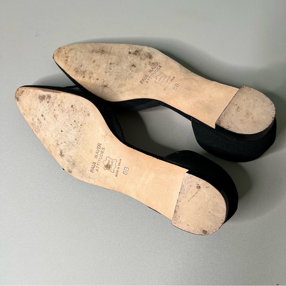 Paul Mayer Attitudes Black Pointed Toe D’Orsay Flats 8 - Picture 9 of 10